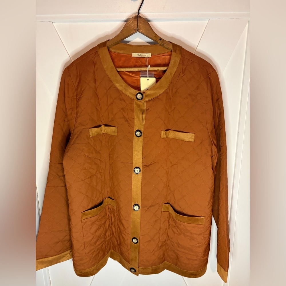 Women's Quilted Orange Jacket SIZE XL NWT - Picture 8 of 11